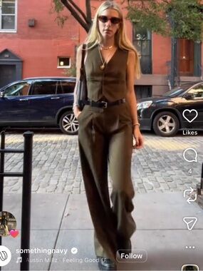 Something Navy Olive Vest & Trouser Set